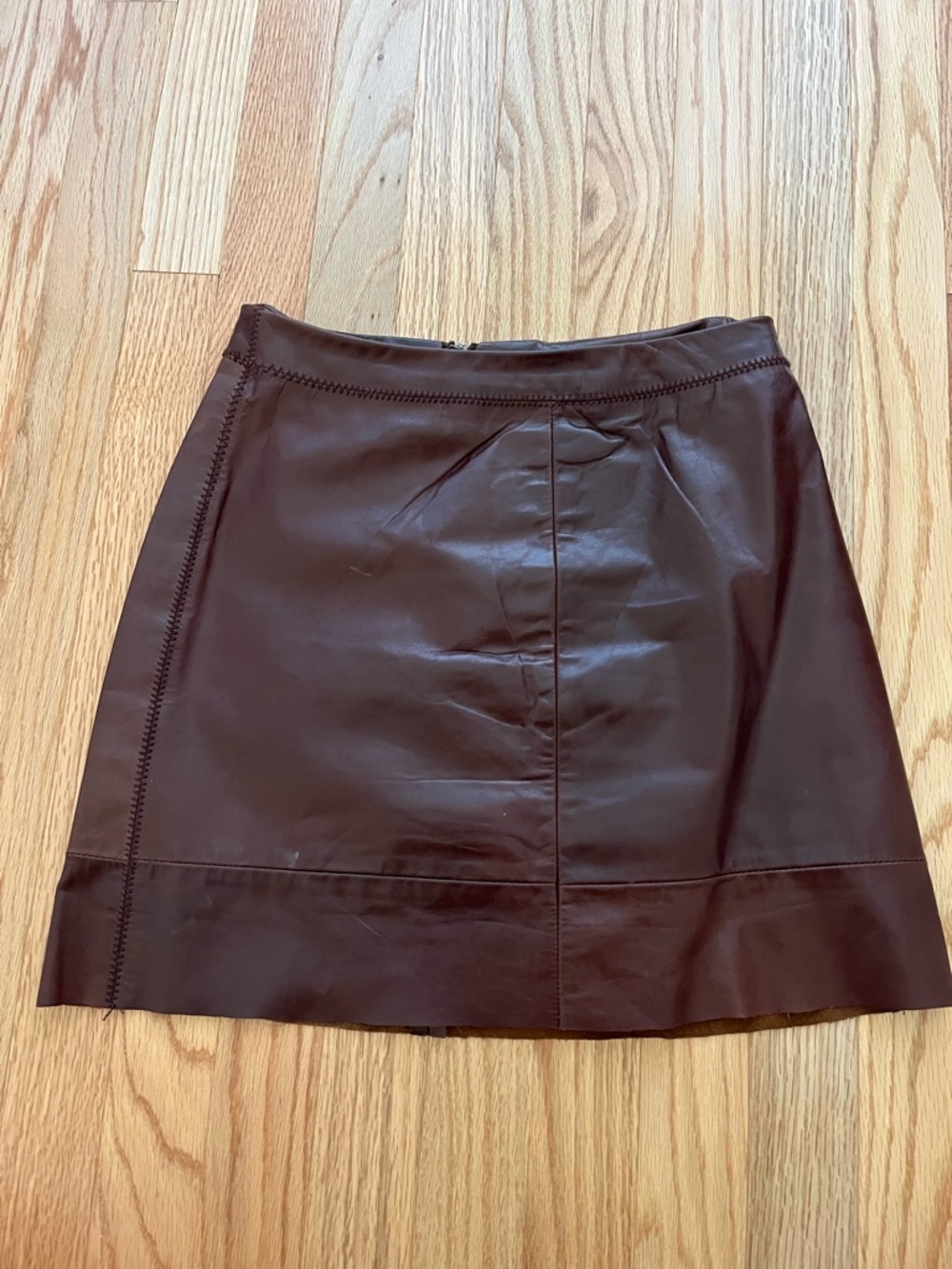 Gap Burgundy Genuine Leather Mini Skirt Size 1